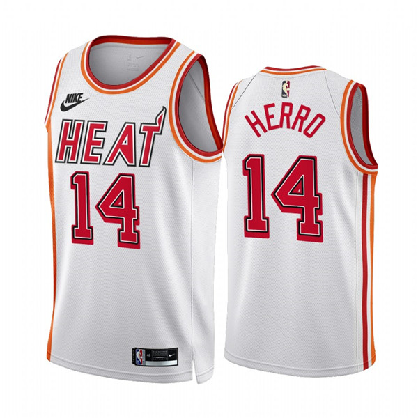 Men's Miami Heat #14 Tyler Herro White Classic Edition Stitched Basketball Jersey